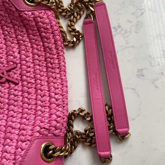 YSL medium Niki pink raffia shoulder bag - Picture 8 of 17